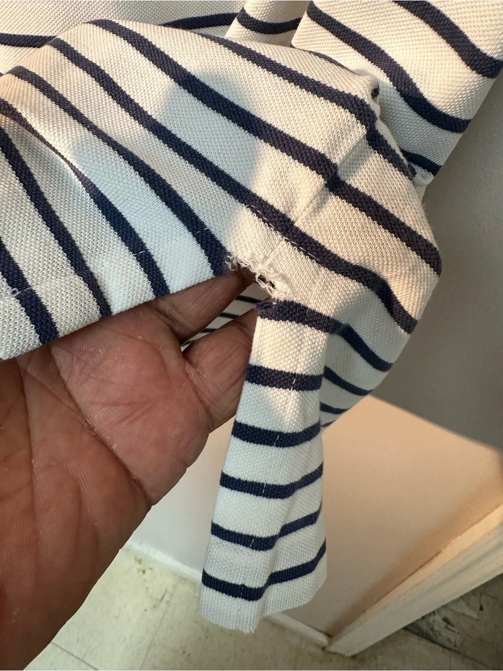 Ralph Lauren White Polo with Navy Stripes and Red Logo